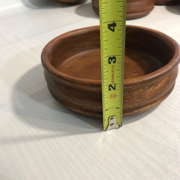 Wooden Bowl Set From Philippines 8 Pieces 4 Small & 2 Serving Bowls Spoon Fork - Picture 14 of 14